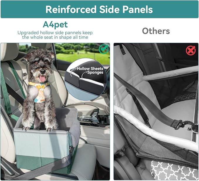 A 4 Pet Dog Booster Car Seat, Under 25 lbs, Patent Buckles | Clip-on safety leash, portable, pet travel carrier, fits most cars - Image 9