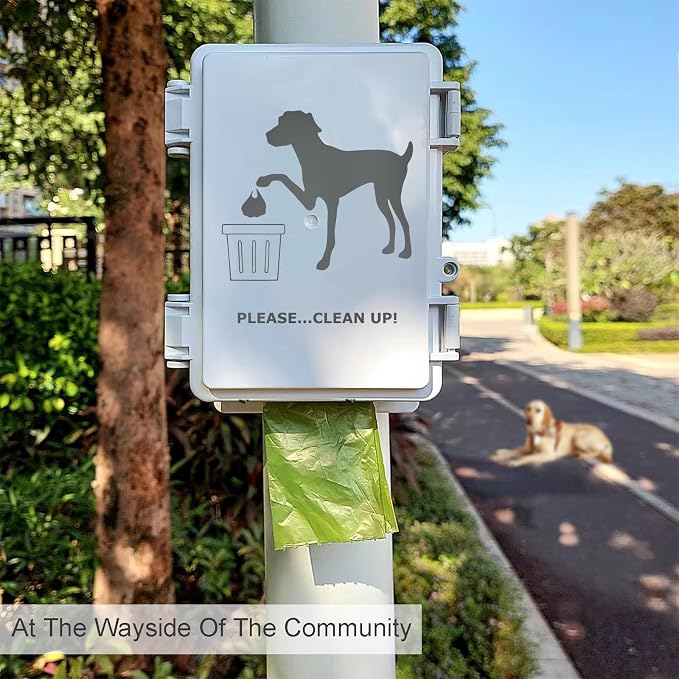 Dog Poop Bag Dispenser Wall Mounted Waterproof Outdoor Pet Waste Bags Dispenser Station Stake, Pole, Fence Mounted fits Home, Porch, Back Yard (white,only dispenser) - Image 3