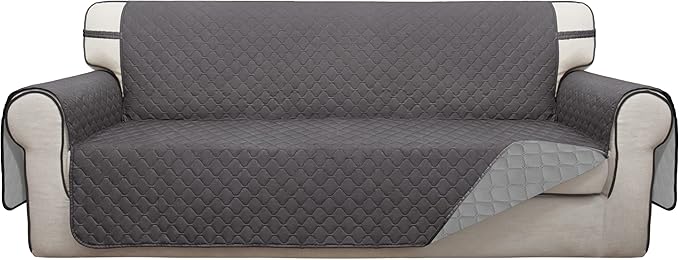 ISSUNTEX Double Protection 100% Waterproof Sofa Covers for Living Room, Reversible Couch Covers for 3 Cushion Couch Sofa, Furniture Protector Sofa Cover for Pets (X Large, Gray/Light Gray) by ISSUNTEX