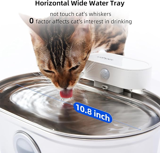 uahpet Wireless Cat Water Fountain Stainless Steel Pro, External Pump Battery Operated Pet Waterer, Dog Drinking Dispenser with Water Level Window, 67oz/2L - Image 9