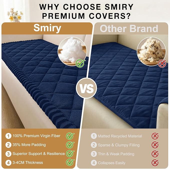 Smiry Non Slip Couch Cover for Dogs, Fuzzy Plush Pet Sofa Protector | Washable Furniture Cover for Large Dogs & Cats, Scratch & Dirt Resistant, For 2 Cushion Couch, Ink Blue, 27.6"x47" - Image 4