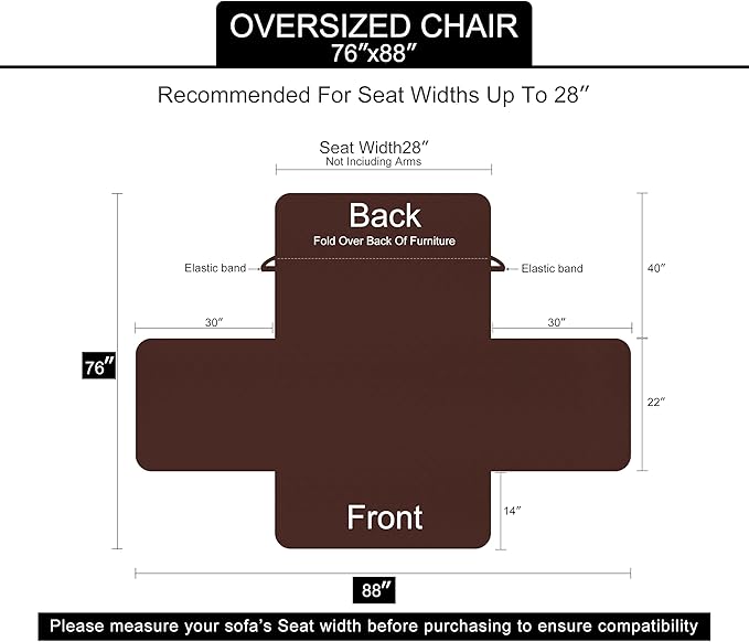 U-NICE HOME Reversible Oversized 28''Chair Covers, Grey/Beige | Armchair Cover for dogs Washable, Pet Friendly, Elastic Straps, Water Repellent, Diamond Quilted - Image 6