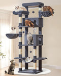 Taoqimiao 76in Cat Tree, Tall Sturdy Cat Tower for Large Indoor Cats MS046G | Easy assembly, Sturdy, Multi Level, Easy Clean, Cozy Condo, Perches, Baskets, Suitable for Kittens and Adult Cats by Taoqimiao