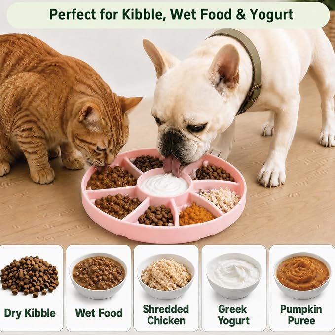 Slow Feeder Dog Bowl Silicone Suction Cup Anti Spill Dogs Cats Pink | strong suction base prevents sliding, extends mealtime, reduces anxiety, textured surface, dishwasher safe - Image 6