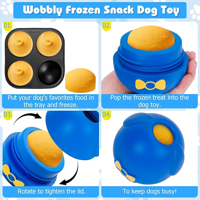 Yipetor Wobbly Dog Chew Toy, Frozen Treat Lick Ball for Medium Large Dogs | 4IN Enrichment Toy, IQ Puzzle, Keeps Them Busy, Chew Resistant, Heavy Duty, BPA-Free Rubber & Dishwasher Safe - Image 7