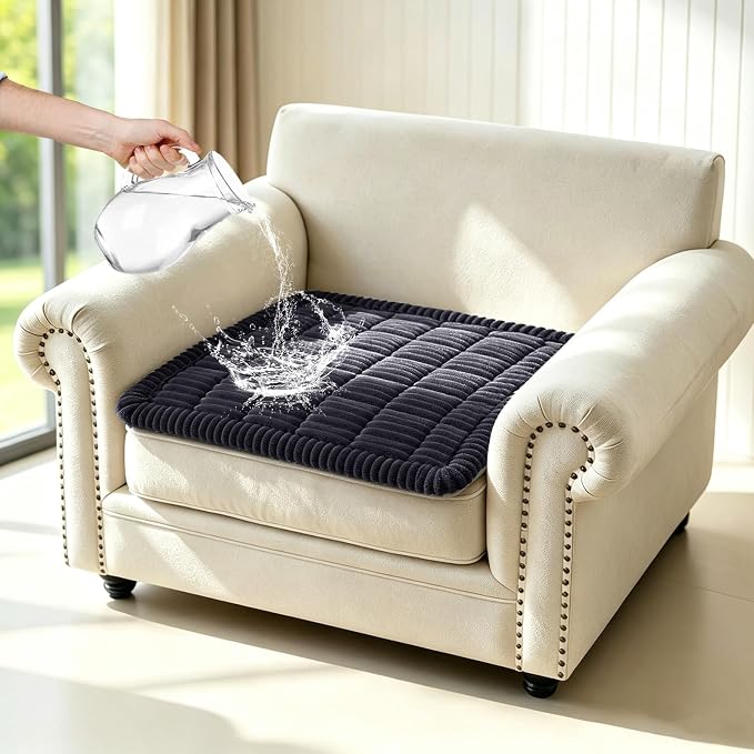 Leakproof Couch Cover for Dogs, Non Slip Washable Sofa Protector | Stain-Resistant Window Seat Cushions Chair Mat Car Seat Cover for Kids Pets (DarkGray 21.6" x 21.6") by Wnote