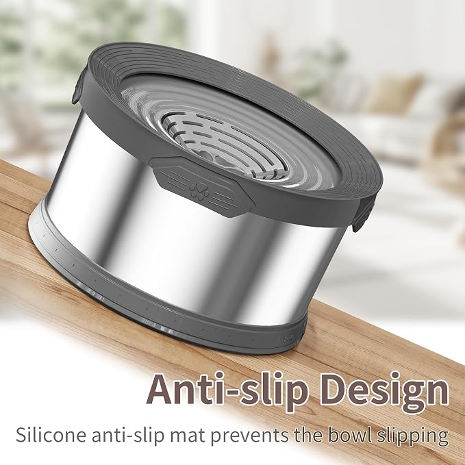 8L Dog Water Bowl No Spill 2.1 Gallon Stainless Steel Water Bowl for Dogs 270oz Large Capacity No Splash Slow Drinking Feeder with Anti-Slip Mat for Messy Drinkers - Image 6