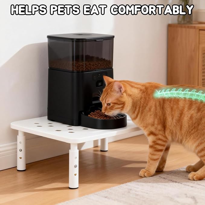 2 Pack Cat Food Stands, White Adjustable Stand for Cats & Dogs | Cat Feeder Stand, Pet Food Stand, 3 Adjustable Heights, 14.5 x 9 in Metal Stand, For Feeders & Waterers, Non-Slip Feet - Image 8