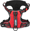 PoyPet No Pull Dog Harness with 3 Leash Clips and Vertical Handle | No Choke, Reflective, Adjustable, Soft Padded, Dog Vest for Medium Dogs, Walking Training, Red, M by PoyPet