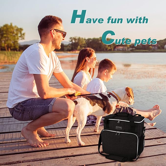 BAGLHER Dog Travel Bag, Pet Travel Bag (ALL Pet Travel Supplies), With 2 Pet Food Containers and 2 Collapsible Silicone Bowls; Essential Kits for Travel Black - Image 7