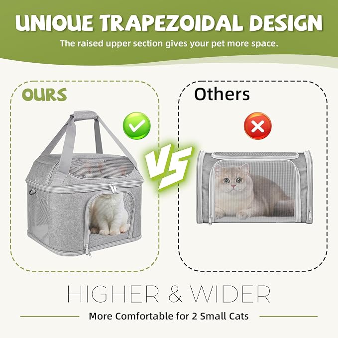 Soft Cat Carrier Up to 20 Lbs, Washable Pet Travel Bag for Kitten Puppy | Breathable Mesh, Medium to Big Pets Small Dog,Soft-sided Cloth Animal Crate for Car Travel Carrying, Safe for Vet Visit,Grey - Image 4