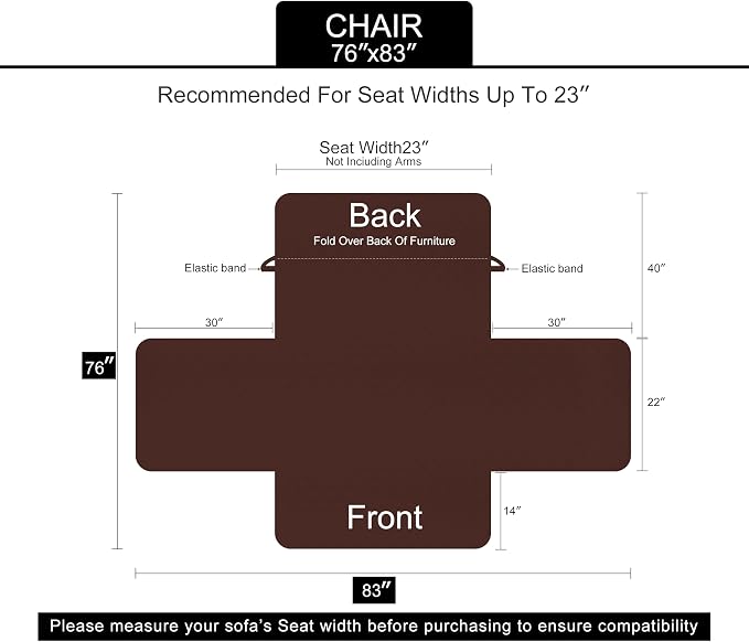 U-NICE HOME Reversible Recliner Chair Covers, Orange/Taupe | 23''Armchair Cover for dogs Washable, Pet Friendly, Elastic Straps, Water Repellent, Diamond Quilted - Image 6
