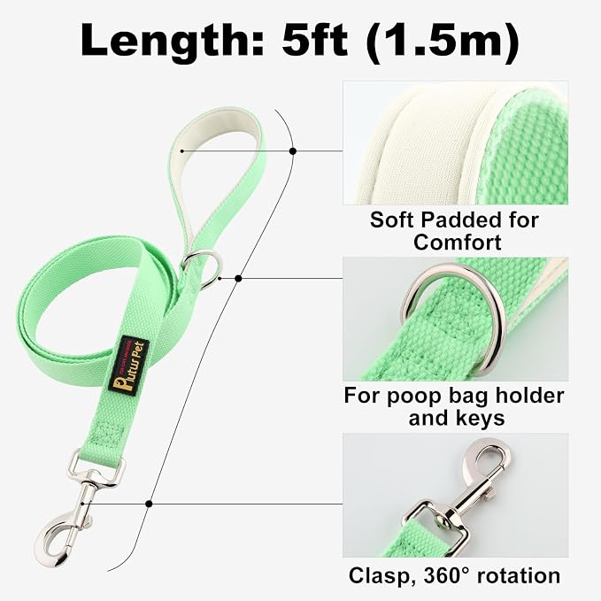 Plutus Pet Cotton Dog Harness and Leash Set, Reflective and Soft Padded, Quick Fit Vest Harness, for Small, Medium and Large Dogs, Light Green, L - Image 5