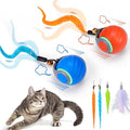 BABORUI 2Pack Interactive Cat Toy Ball - Automatic Interactive Cat Toys for Indoor Cats with 3 Tails, 2 Speeds Rechargeable Enrichment for Small/Medium/Large to Keep Them Busy by BABORUI