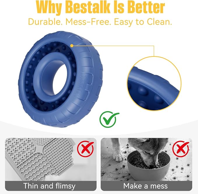 Dog Enrichment Lick Bowl, Bestalk Slow Feeder Lick Mat for Dogs, Freeze Puzzle Licking Bowl for Anxiety Relief, BPA Free Silicone, Dishwasher Safe(Dark Blue,S) - Image 4