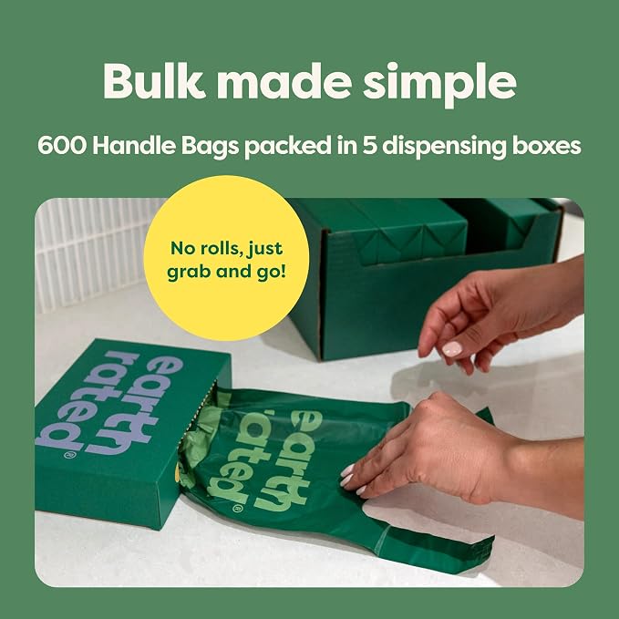 Earth Rated Dog Poop Bags for Dogs, 600 Easy Tie Handle Bags, Lavender | Extra Thick Waste Bag Refill Rolls - Image 4