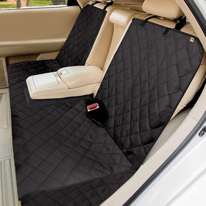 Bark Lover Dog Car Seat Cover for Back Seat, Upgraded Thickened Matte Fabric, Waterproof Car Seat Protector, Non-Slip Backseat Cover for Dogs in Car, Armrest Compatible, Fits Most Cars SUVs & Trucks by BarkLover