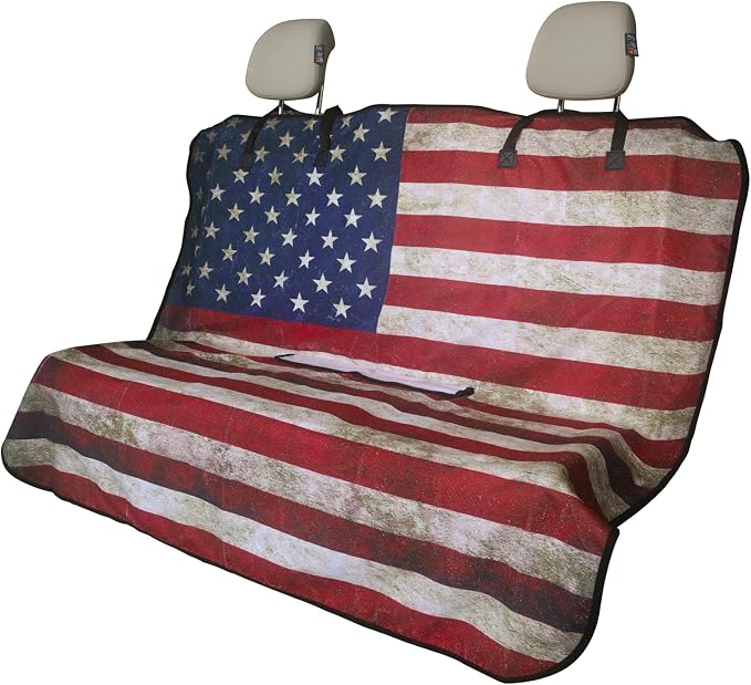 Back Seat Cover for Car Trucks Van SUV Jeep,Waterproof Rear Bench Towel Seat Covers for Dogs and Kids,Automotive Backseat Protector (American Flag) by LoyaGour