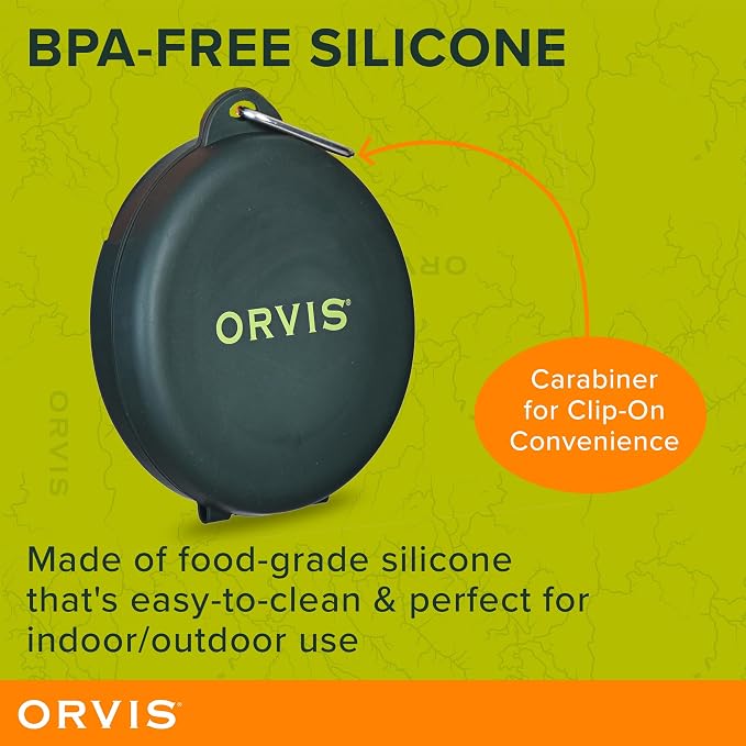 Orvis Pet Travel Collapsible Feeder with Food + Water Dish, 2-in-1, BPA Free, Food-Grade Silicone | Space-Saving Pet Travel Bowls, Nonslip Bottom + Carabiner Clip - Image 5