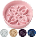 vancasso Ceramic Slow Feeder Dog Bowls, Puzzle Dog Food Bowls with Floral Maze, Anti -Slip Pet Food Dish for Large Breed, 3 Cups, Pink by vancasso