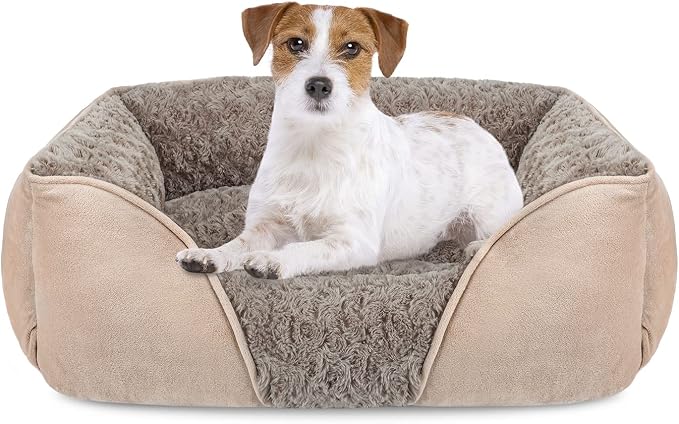 Medium Dog Bed for Large, Small Dogs - Rectangle, Washable, Orthopedic, Soft, Calming, Durable Pet Cuddler with Anti-Slip Bottom (M: 25"x21"x8") by INVENHO