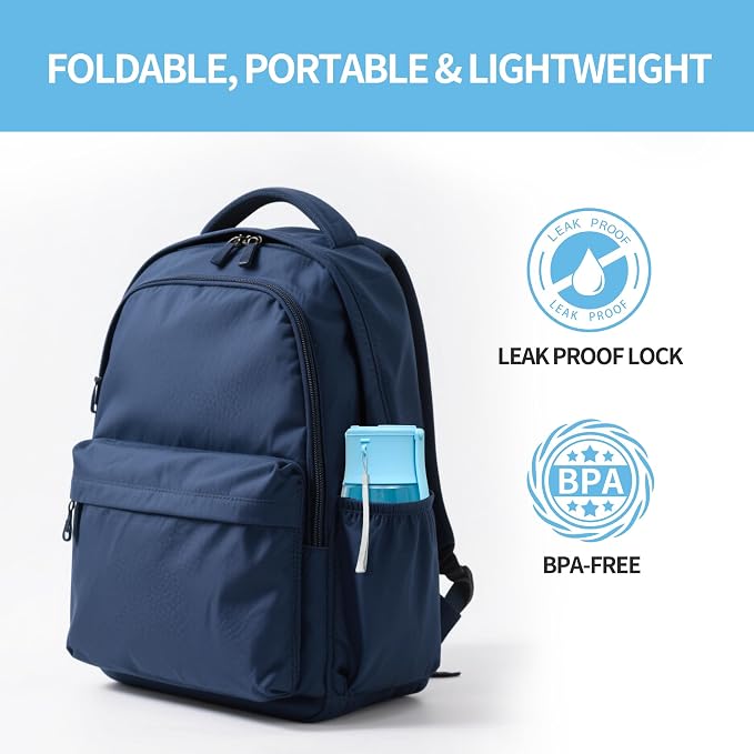 Portable Dog Water Bottle 10oz Blue | Foldable pet water dispenser, food grade plastic, ease to use for outdoor walking, hiking, travel - Image 5