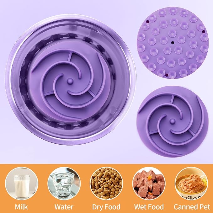Slow Feeder Dog Bowls Insert, Bestalk Soft Silicone Slow Eating Feeder Insert with Suction Cups for Small, Medium and Large Dogs, Fit into Basic and Elevated Bowls - Image 5