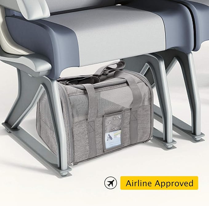 Refrze Cat Carrier,Dog Carriers for Small Dogs Medium Cats Pet Carrier up to 15 Lbs, TSA Airline Approved Cat Carrier Soft, Cat Dog Crate Travel Bag,Grey (Pack of 2) - Image 7
