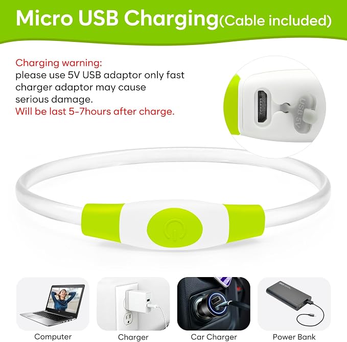 Light Up Dog Collar 2-Pack, USB Rechargeable for Small to Large Dogs | Rechargeable LED Glow Dog Collar with 3 Light Modes, Waterproof, Adjustable 12–25 Inches for Safe Night Walking - Image 4