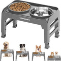 URPOWER Raised Dog Bowls 4 Height Adjustable Elevated Bowl Stand | Stainless Steel Water Bowl Non-Slip Dog Food Bowls Stand for Small Medium Large Dogs and Pets by URPOWER