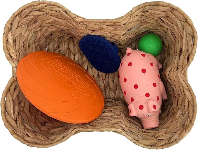 OtterPets Dog Toy Basket, Hyacinth Bone Shaped Dog Toy Bin, 17x13” | Handmade dog toy box, dog toy storage, dog basket, basket for dog toys, dog storage, 17 x 13 in, natural water hyacinth - Image 6
