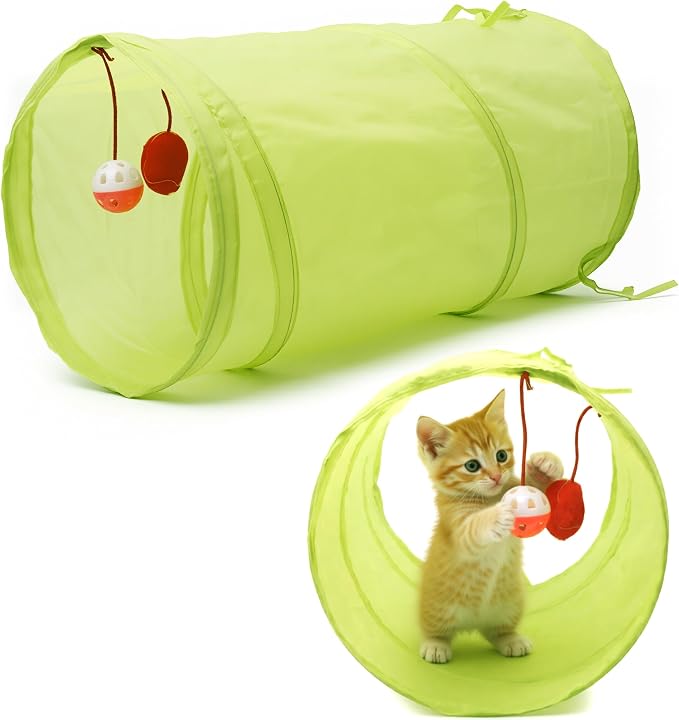 Youngever Cat Tunnel Toy, Collapsible Crinkle Tube with Hanging Ball, Interactive Play Tunnel for Cats, Kittens, Small Pet by Youngever