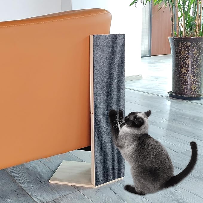 24" Tall Couch Corner Scratching Post with 3Pcs Replaceable Self-Adhesive Cat Scratching Post Carpet, Cat Scratch Pad Mat- Stylish Indoor Cat Scratcher Board Furniture Protector - Image 5