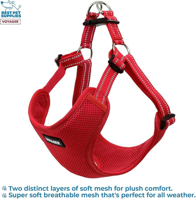 Voyager Step-in Flex Adjustable Dog Harness - Red, X-Small | 13 - 16" in Chest, Fully Adjustable, Reflective Bands, All Weather Breathable Air Mesh, Lightweight, Fast Drying - Image 3