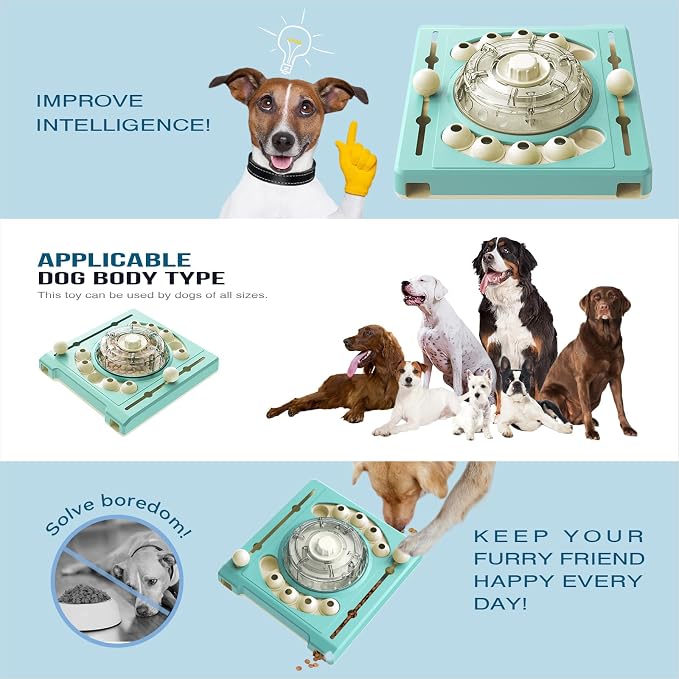 KADTC 2-Level Dog Puzzle Toy, Spin to Release Treat Dispenser & Slow Feeder | LARGE: Fill center hopper once. 2.5 cups of treats fuel 3 ways to play: slows fast eating;boredom-busting mental stimulation - Image 6