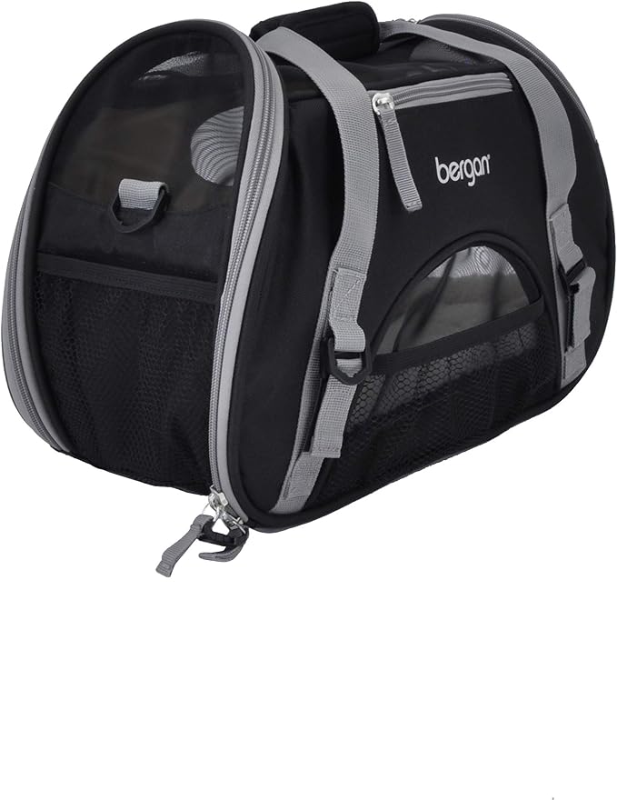 Coastal Pet Bergan Comfort Carrier - Breathable Travel Carrier for Dogs & Cats - Black & Grey, 16" x 8" x 11" - Image 7