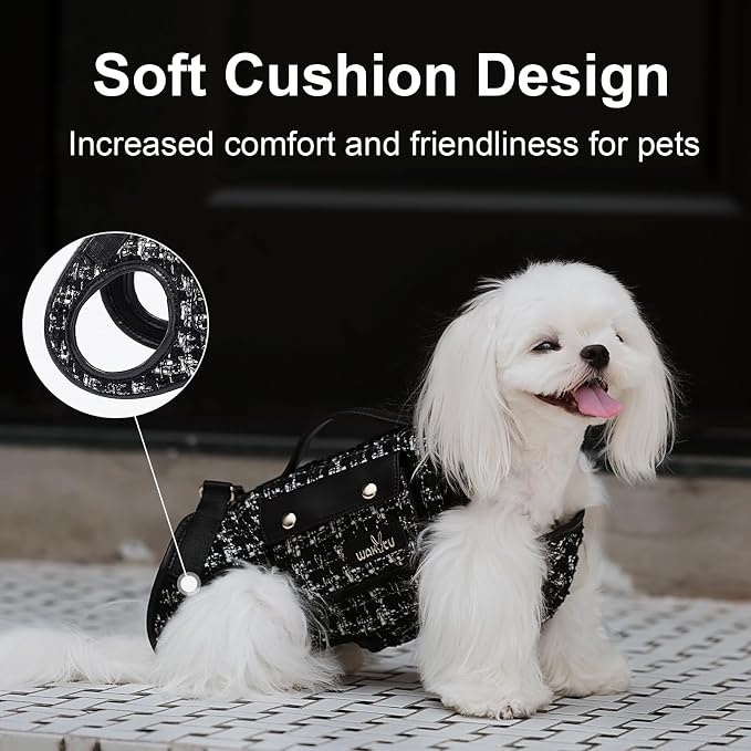 Wakytu Dog Lift Harness Dog Carrier Sling for Small Dogs & Cats,M | stylish puppy sling carrier with handle & pocket,adjustable leash,walking & travel - Image 6