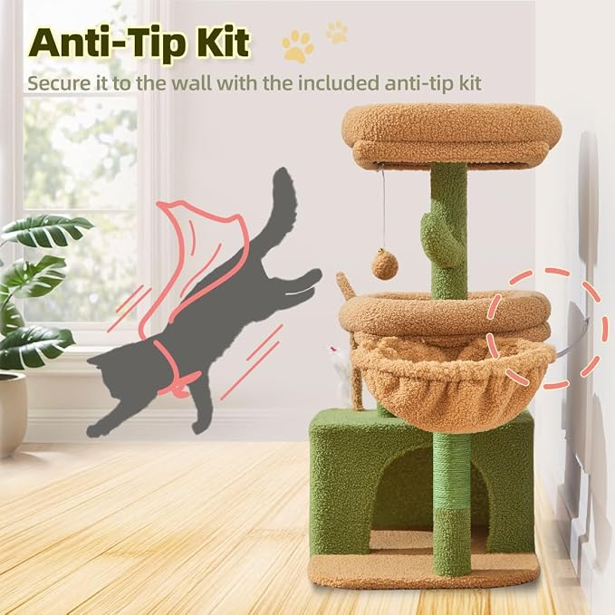 Taoqimiao 32.2in Cat Tree with Toy, Small Cat Tower for Indoor Cats, MS043T | Easy assembly, Sturdy, Multi Level, Easy Clean, Cozy Condo, Perches, Baskets, Suitable for Kittens and Adult Cats - Image 7