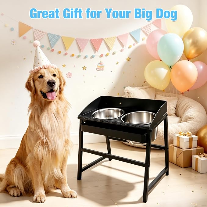 Bobbie & Laxi 15" Tilted Elevated Dog Bowl, Large Breeds Non-Spill Design | Raised Dog Bowl with Stand; Stainless Steel Food&Water Bowl Set with Splash Guard; Easy Clean for Indoor Dry-Use Areas - Image 9