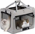 PEGIC Extra Large Cat Carrier for 2 Cats, Grey, X-Large | Portable Soft Sided, 24"×16"×16", Indoor and Outdoor Uses, For Car Traveling, Vest Visits by PEGIC