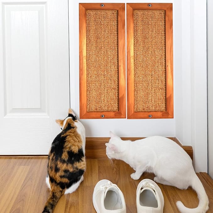 Cat Scratching Post, Wooden Sisal Cats Wall Scratcher, Floor or Wall Mounted Vertical Cat Scratch Pad for Indoor Cats Adults or Kittens, Cat Wall Furniture Protector - Image 9