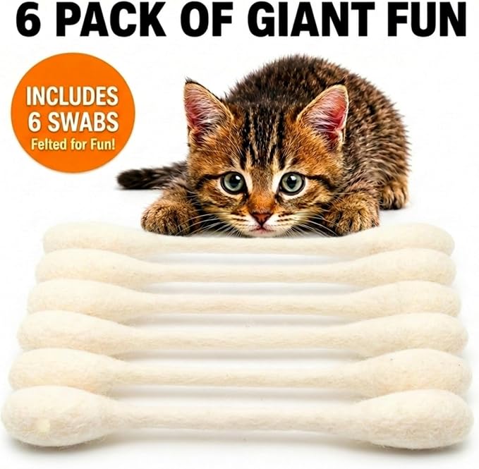 Glaciart One Swabs Cat Toys with Catnip - 6 Pk | Durable for Chew, Cute Cat Toys Interactive Kitty for Boredom, Exercise, & Play | Filled w/Organic Catnip for Anxiety & as Digestive Aid | Gift Idea - Image 7