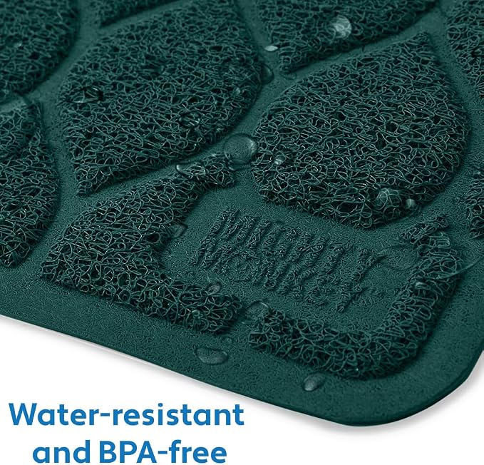 MIGHTY MONKEY Waterproof BPA Free Cat Litter Box Trapping Mat, Easy Clean Floors, Textured Backing, Soft on Sensitive Kitty Paws, Cats Accessories, Less Waste, Stays in Place, 35x23, Hunter Green - Image 3