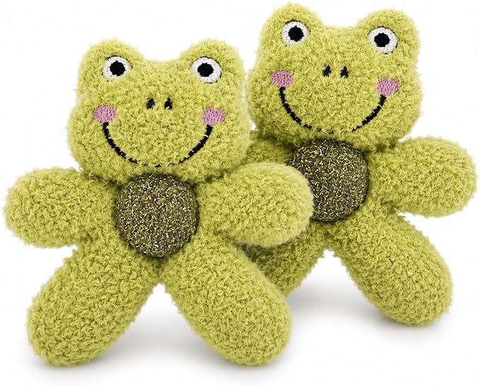 Cat Toys with Catnip Kitten Chew Bite Supplies Boredom Relief Fluffy Kitty Teeth Cleaning Chewing Cat Lovers Interactive Plush Gift (Frog&Frog) by Gavpepy