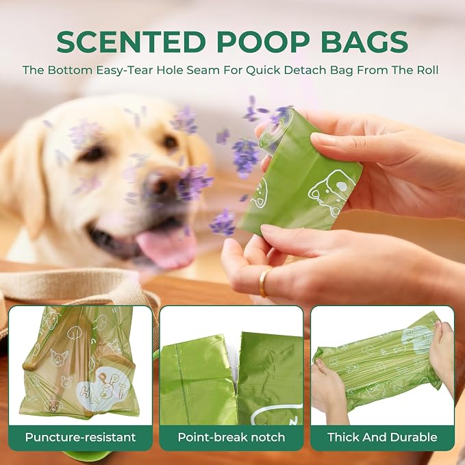 Dyforce Dog Poop Bags Rolls with Dispenser 600 Count Value Pack | Extra Thick Strong Leak Proof Poop Bags for Dogs Doggy with Holder, Scented Pet Waste Cat Litter Bags 9x13" Bulk - Image 3