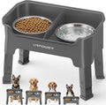 URPOWER Mess Proof Elevated Dog Bowls, Splash Guard Raised Bowl Stand | 4 Adjustable Heights, 2 Stainless Steel Bowls, Food & Water Separation, Foldable Design Non-Slip for Small Medium Large Dogs by URPOWER