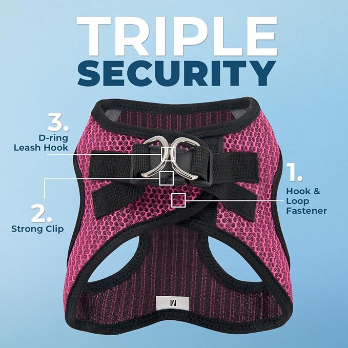 Voyager Step-in Air Dog Vest Harness - Fuchsia 2-Tone, Large | 18- 20.5" in Chest, Reflective Bands, All Weather Breathable Air Mesh, Cats Compatible, Lightweight, Fast Drying - Image 2