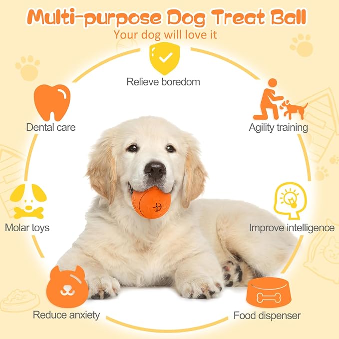 HIPPIH Dog Puzzle Toy 2 Pack, Interactive Dog Toys for Treat Dispensing | Durable Puppy Enrichment Toys, Dog Treat Ball for Teething, Slow Feeder, IQ Training, Blue-2.75'', Orange-3.14'' - Image 4