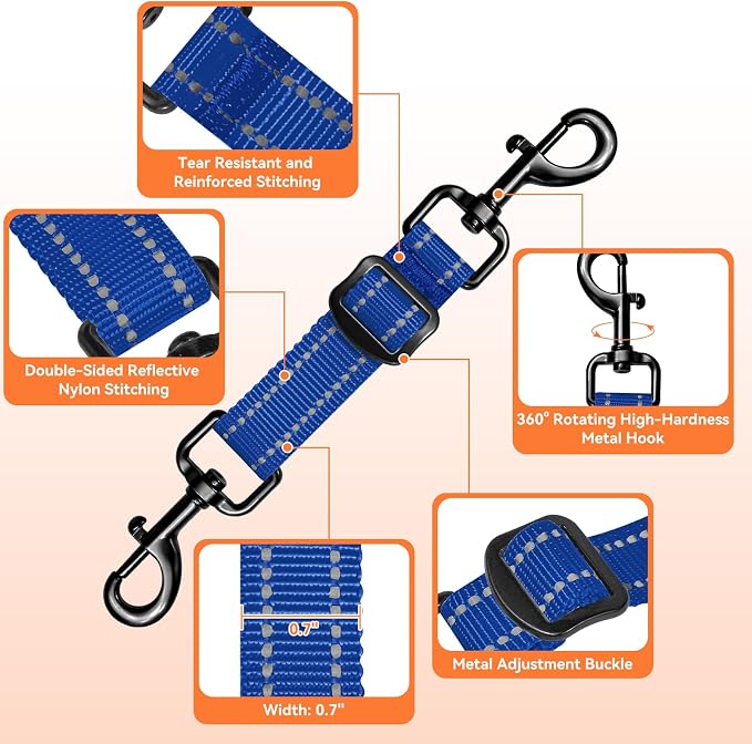 Dog Collar Safety Clip, Reflective Double-Ended Backup Connector for Harness to Collar, Adjustable Safety Clip for Prong, Pinch Collars, Prevents Escapes & Accidental Disconnection - Image 4