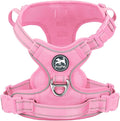 PoyPet No Pull Dog Harness, Reflective Vest with 2 Leash Clips & Handle | Lockable Neck Release Buckle, No Choke, Adjustable, Soft Padded, for Walking Training, Light Pink Matching Trim, Medium by PoyPet